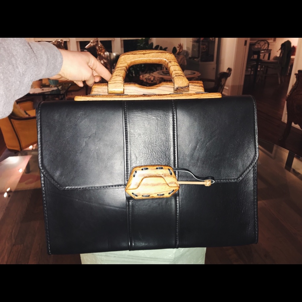leather and wood detail breifcase